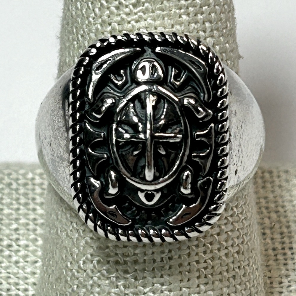 Carolyn Pollack Solid Sterling Persevere Signet Sea Turtle Signet Ring Size 9